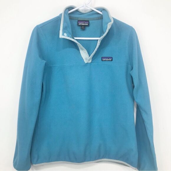 Patagonia Teal Blue Quarter Snap Micro Fleece Performance Layer Pullover - Picture 3 of 14